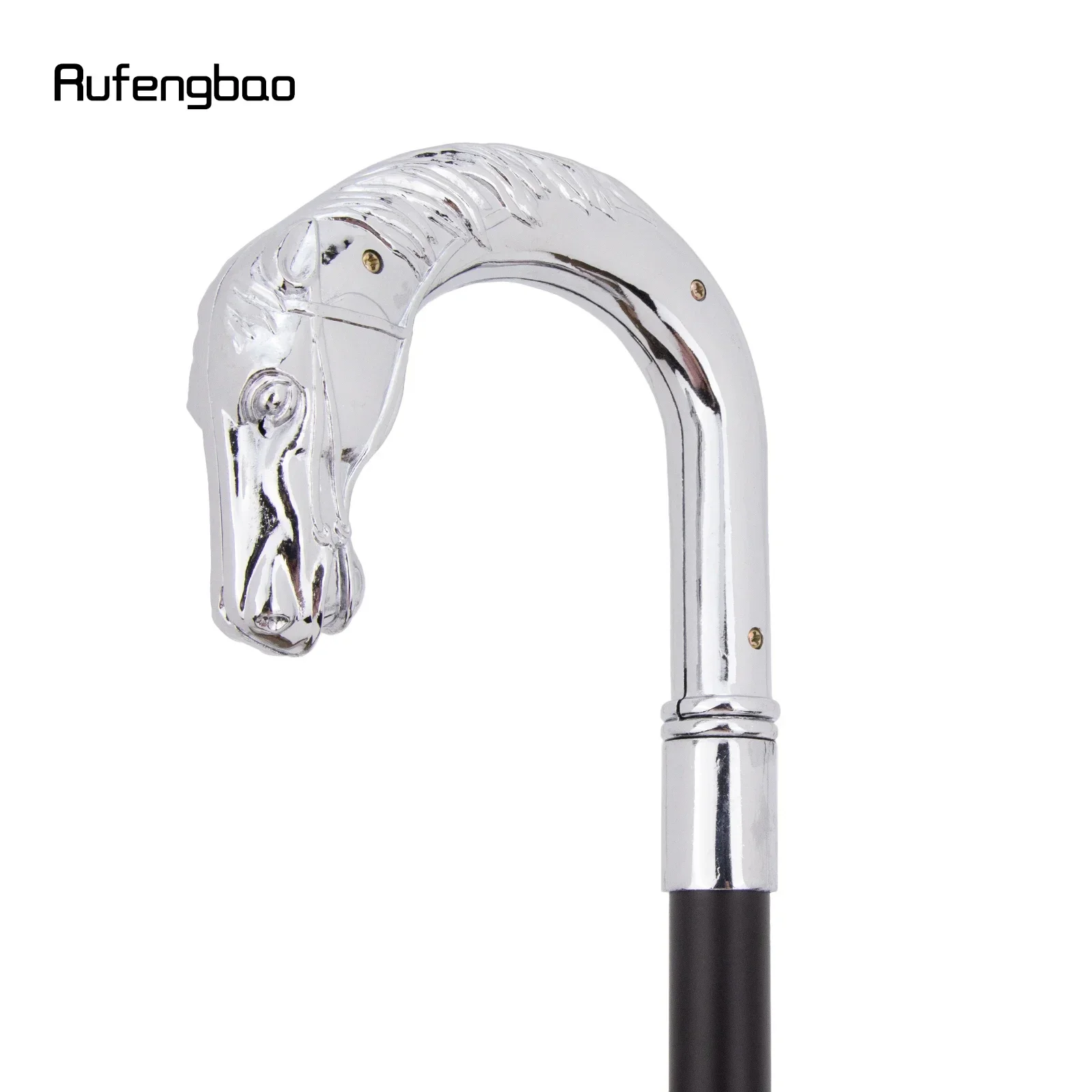 Weißer Luxus-Pferdekopf-Top-Griff, modischer Stock für Party, dekorativer Gehstock, eleganter Gehstock mit Crosier-Knopf, 93 cm