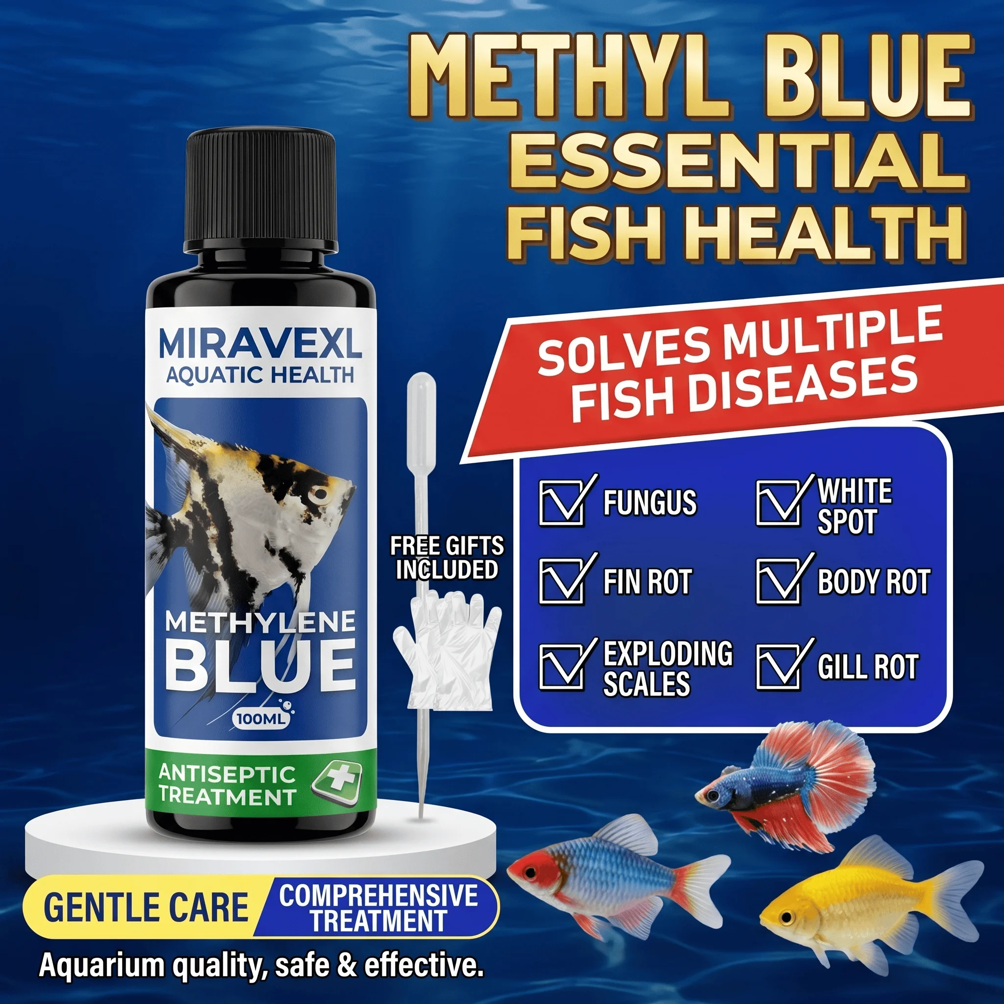Aquarium Fish Parasites - MIRAVEXL 100ml Metilen Mavi Akvaryum Balıkları