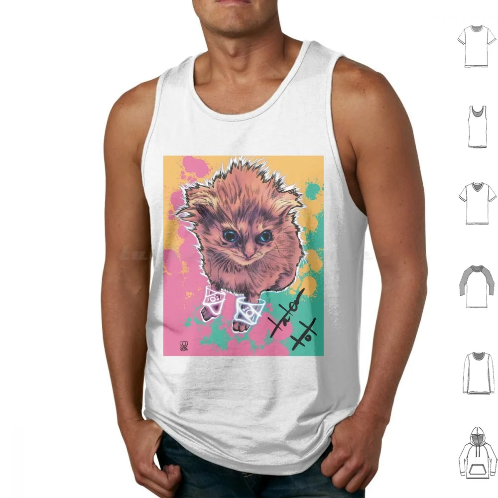 Neon Bonkers Tank Tops Print Cotton Tatertot Tater Tot Tot Bonkers Neon Bonkers Bonk Kitty Kittycrusaide Kitty Crusaide