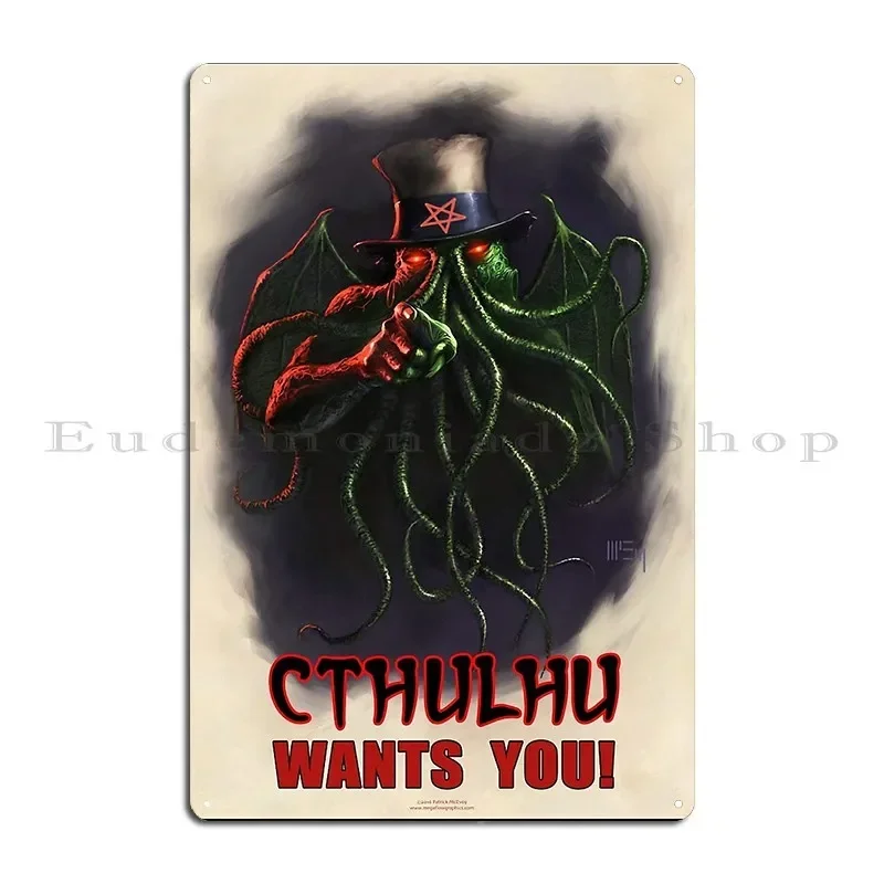 Uncle Cthulhu Wants You Metal Sign Iron Wall Cave Wall Decor Wall Decor Rusty Tin Sign Poster