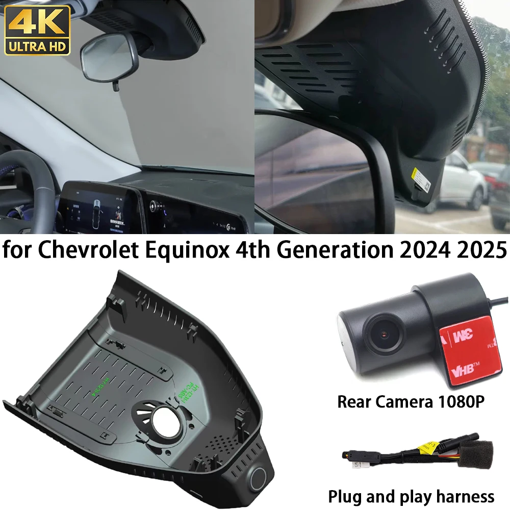 

for Chevrolet Equinox 4th Generation 2024 2025 4K Dash Cam Front Rear Camera DVR Plug and Play Video Recorder 24h Record Wifi