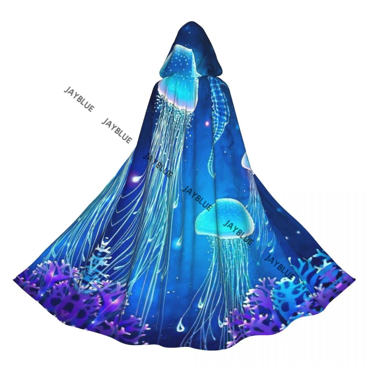 Uzun Pelerin Pelerin Sihirli Parlayan Denizanası Sualtı Kapşonlu Pelerin Ceket Sonbahar Kapüşonlular