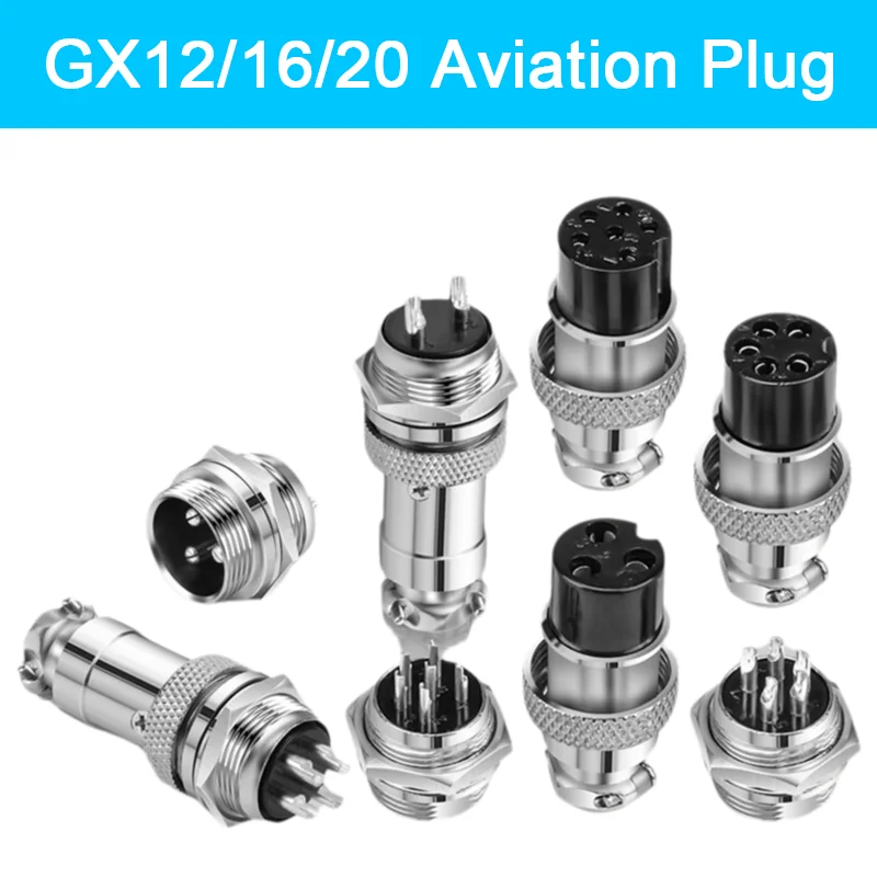 GX12 GX16 GX20 Series 2 3 4 5 6 7 8 9 10 Pin Connector Male Female Butting Wire Cable Circular Aviation Socket Plug