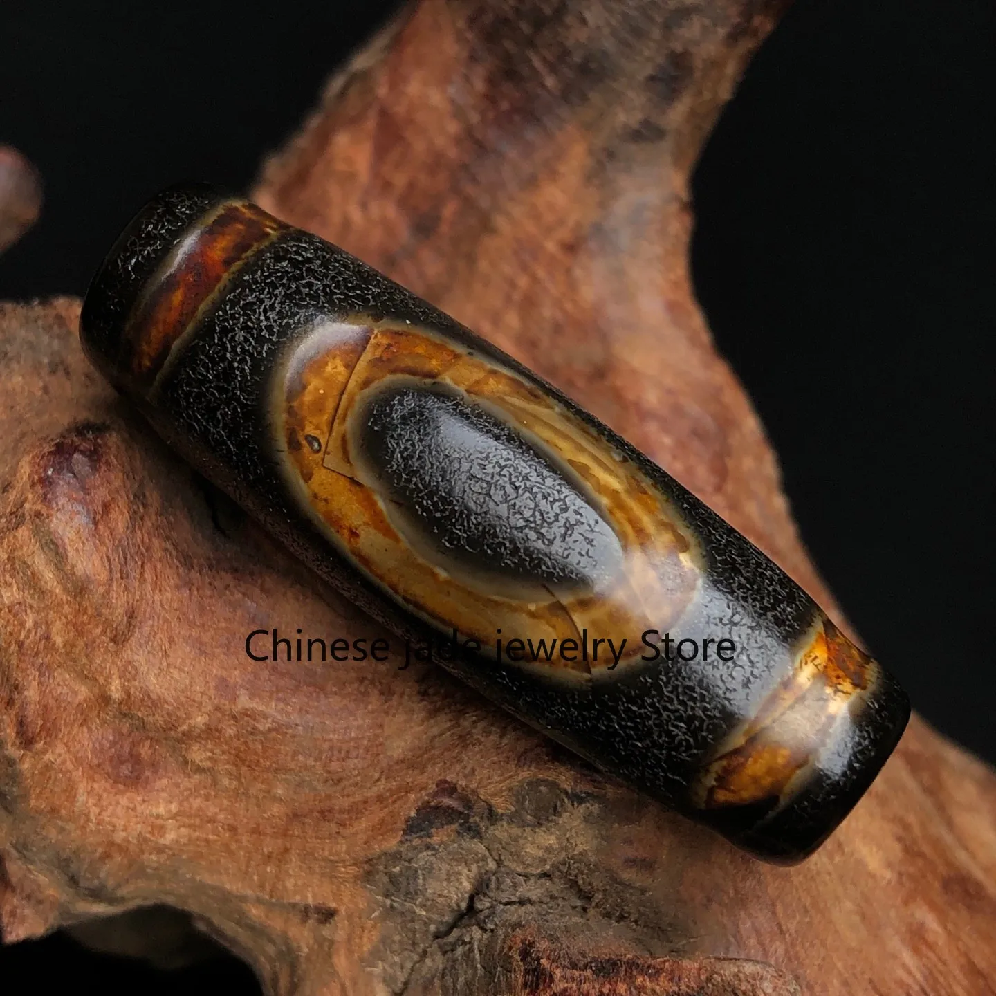 Rare Tibetan Buddhism Agate Heaven Earth Dzi Bead Amulet Necklace Pendant Z3192