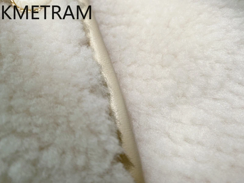 KMETRAM 100% lana merino cappotto di pelliccia di pelle di pecora donna pelliccia di fascia alta giacca di media lunghezza nuovo abbigliamento invernale retrò 2025 шуба жleticud