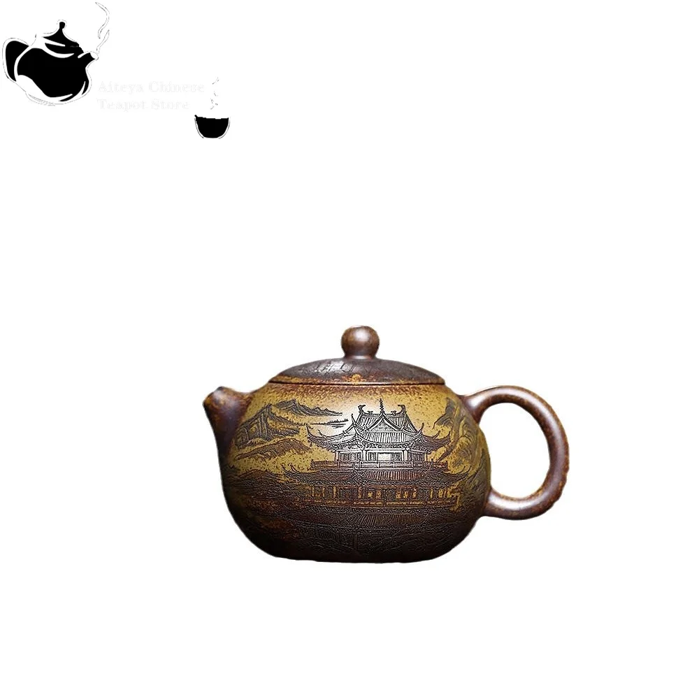 Yixing purple clay teapot with special high temperature, wood burning keel, golden sand, phoenix singing, Xishi large capacity