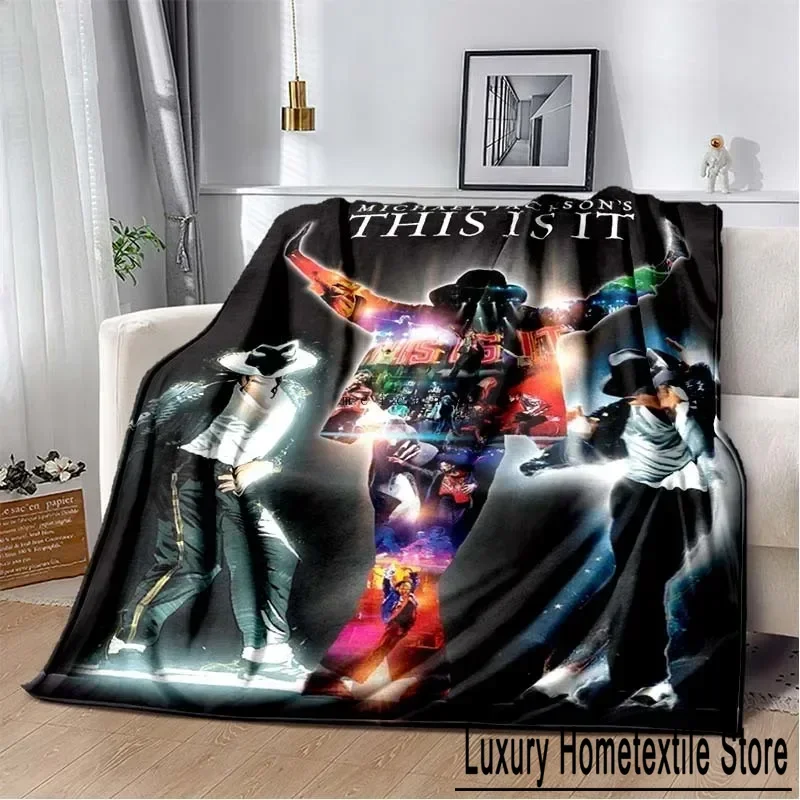 Pop Music Michael J-Jackson Printed Flannel Blanket , Warm  Soft Cozy Blanket Flannel  Livingroom  Home Decor Birthday Gift