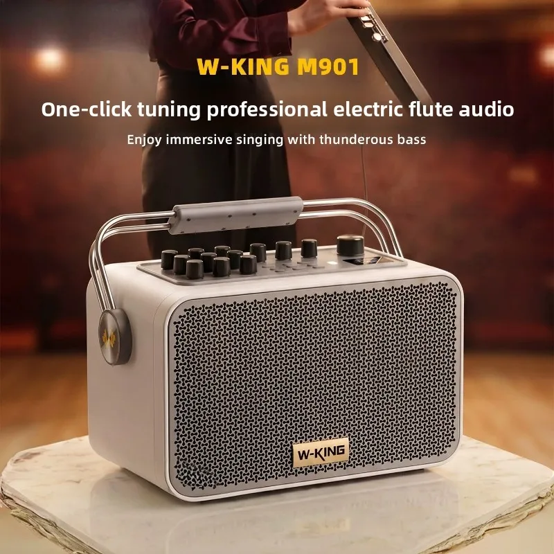 For W-KING M901 Bluetooth Speaker, Portable Instrument Amplifier with 2 Mics for Live Streaming