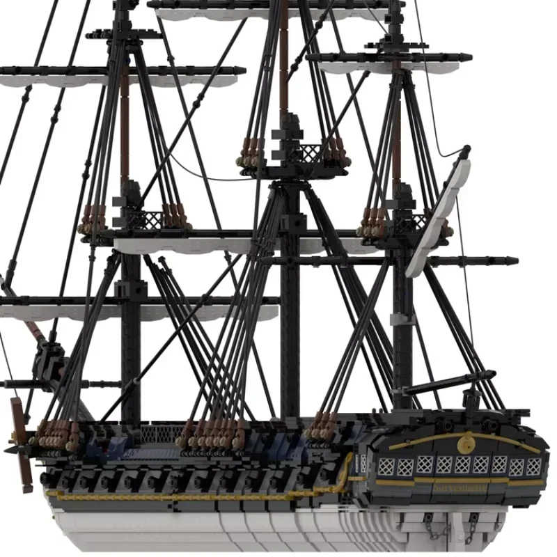 Zestaw klocków MOC frigata francuskiej Marine Nationale, model okrętu wojennego, pełny zestaw klocków do budowy okrętu, zabawka francuska.