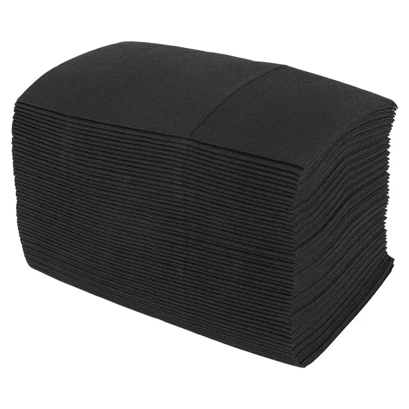 

ABVC 50PCS Disposable Dinner Napkins With Built-In Flatware Pocket,Prefolded Cloth Like Paper Napkins For Wedding Party Black Du