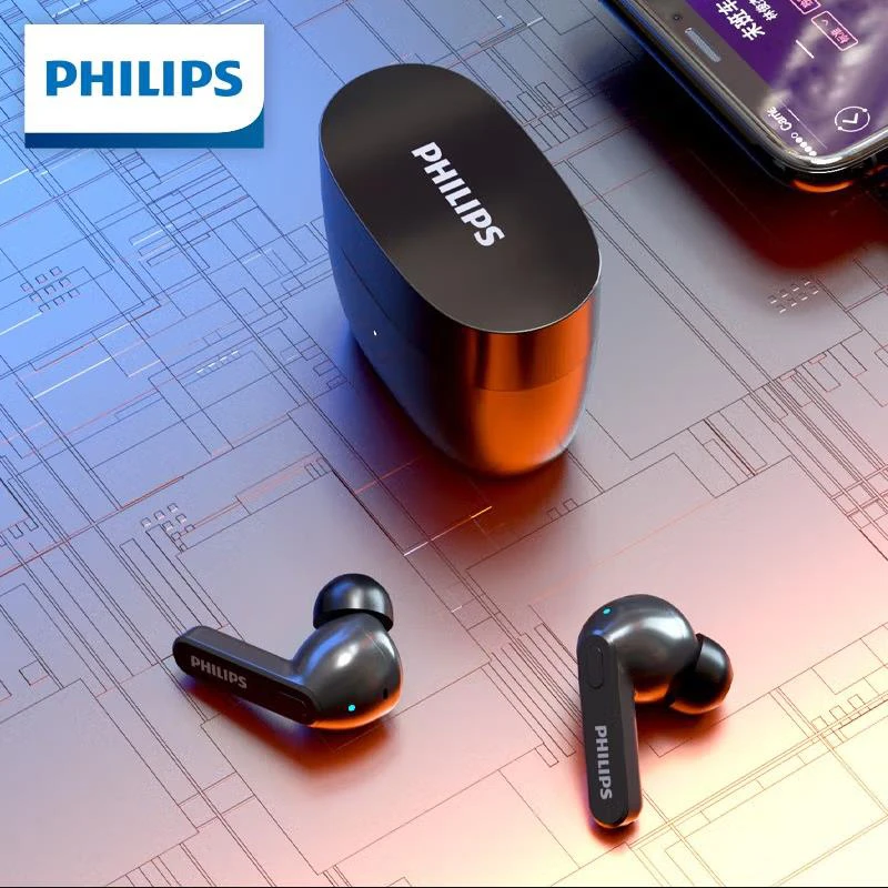 Original Philips TAT2206 TWS Earphones Real Wireless Bluetooth 5.0 Headphone HiFi 3D Stereo Dual HD Mic Call Long Standby Earbud