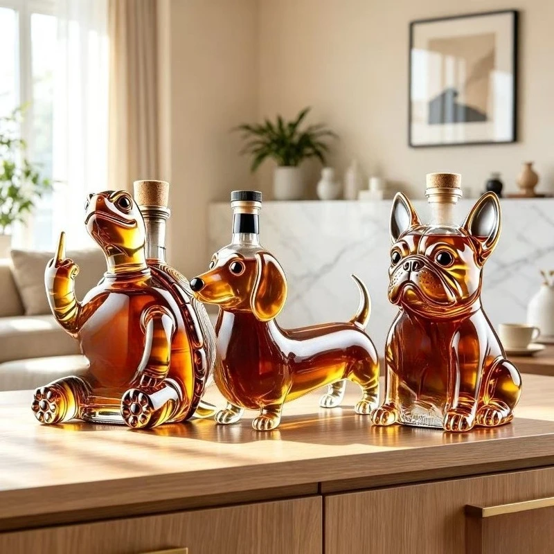 Funny Middle Finger Whiskey Glass Decanter Turtle Dog Glass Whiskey Wine Bottle Statue Decoration For Bar Office Home - view 5