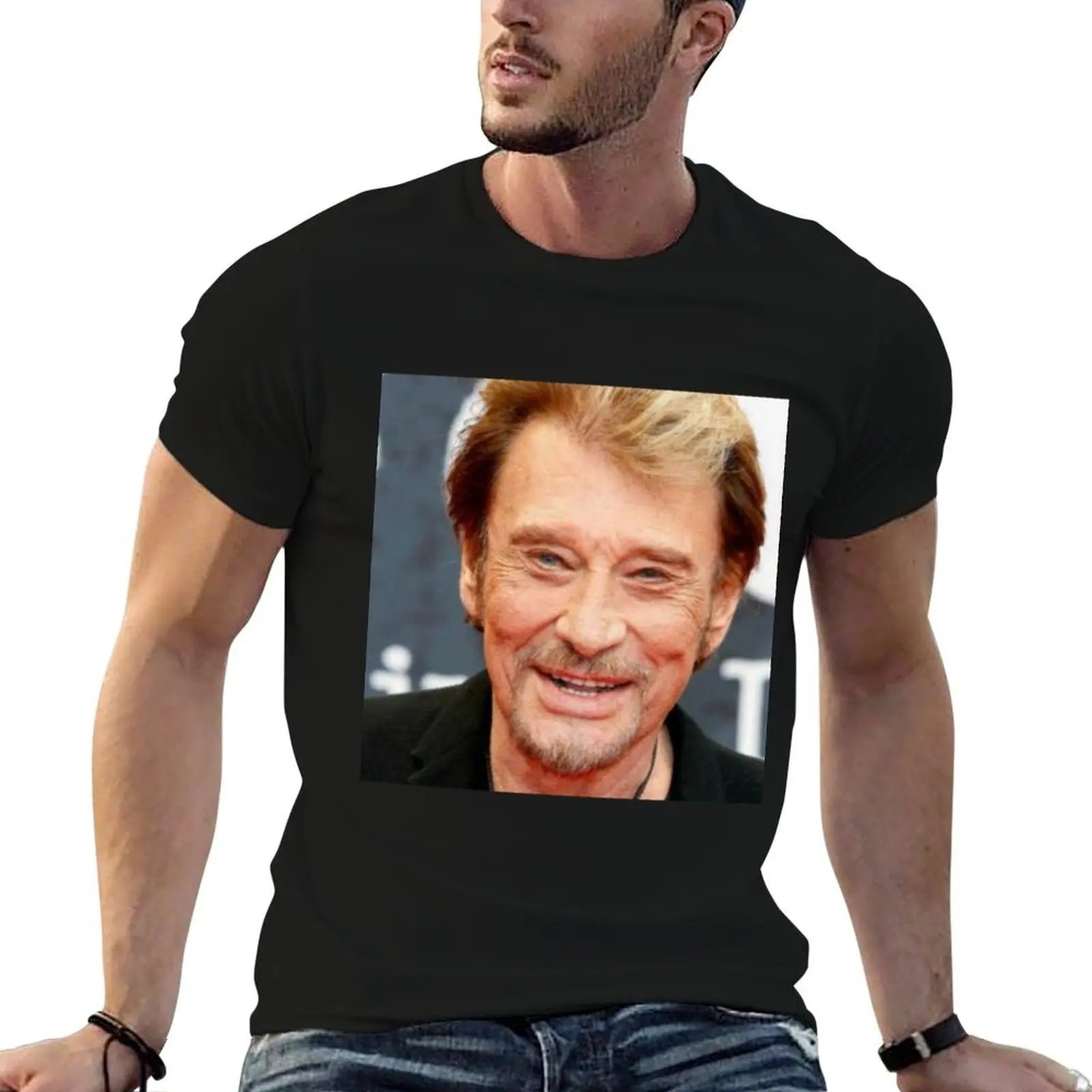 

Johnny Hallyday classique T-Shirt t shirts for man pack cotton t shirt men 100% cotton luxury brand cotton tshirt 100% T-shirt