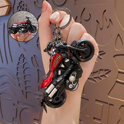Creative cartoon Pull Back Motorcycle Keychain Kid Retro Motorbike Model car Pendant Children's Toys Backpack Decoration Gift