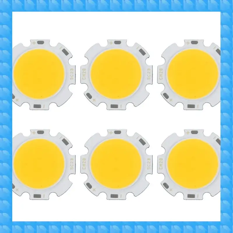 ETRT 6X 5W Chip Light Round COB Super Bright LED Light LED Lamp Bulbs Warm White DC15-17V