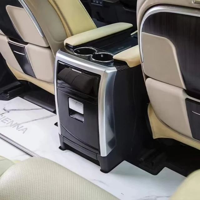 High Quality Black Wood Grain Rear Console Kit With 220V Power For Toyota Sienna Gravia Alphard 2021+ Parts