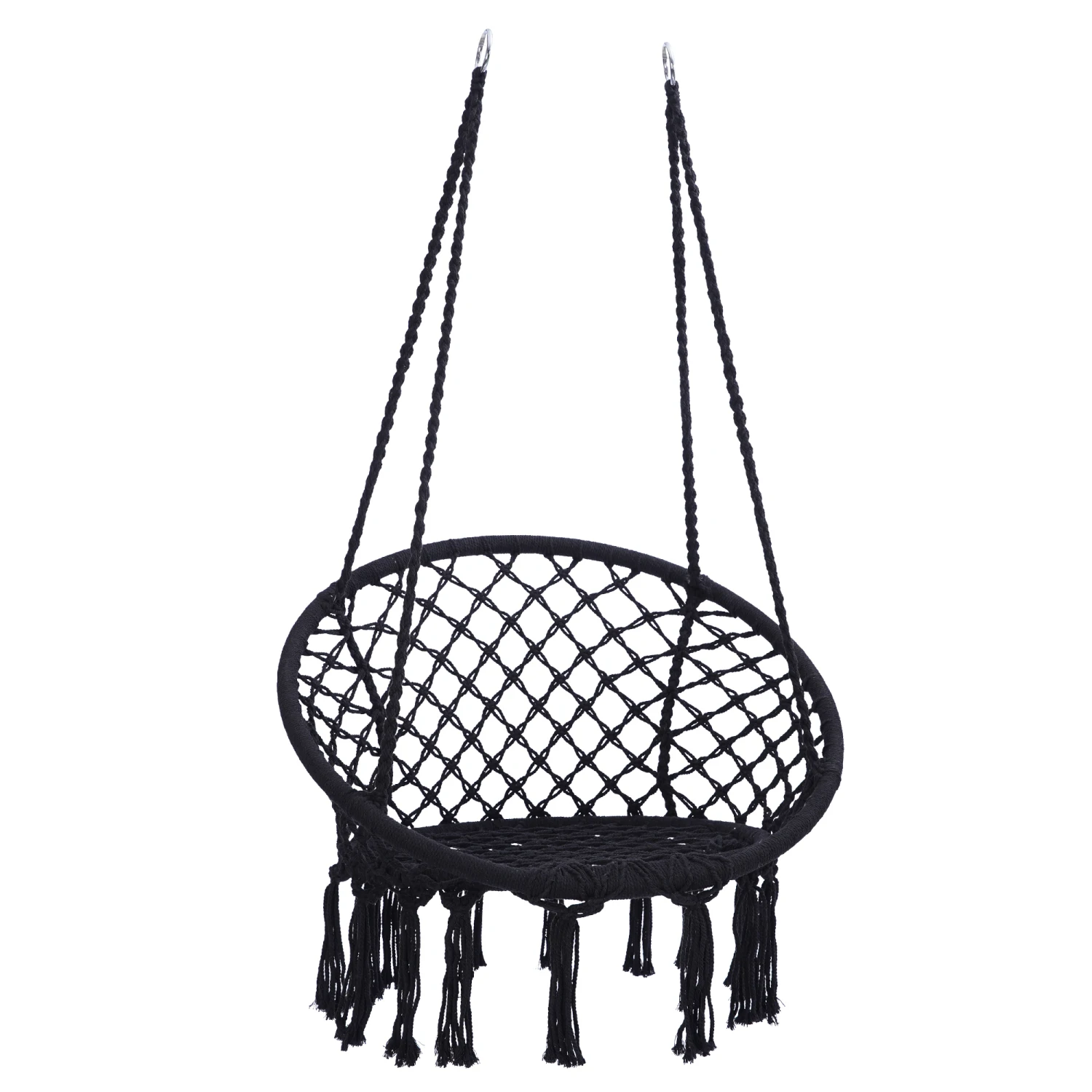 

Black Macrame Swing Chair for Indoor and Outdoor - 330 Lbs Capacity