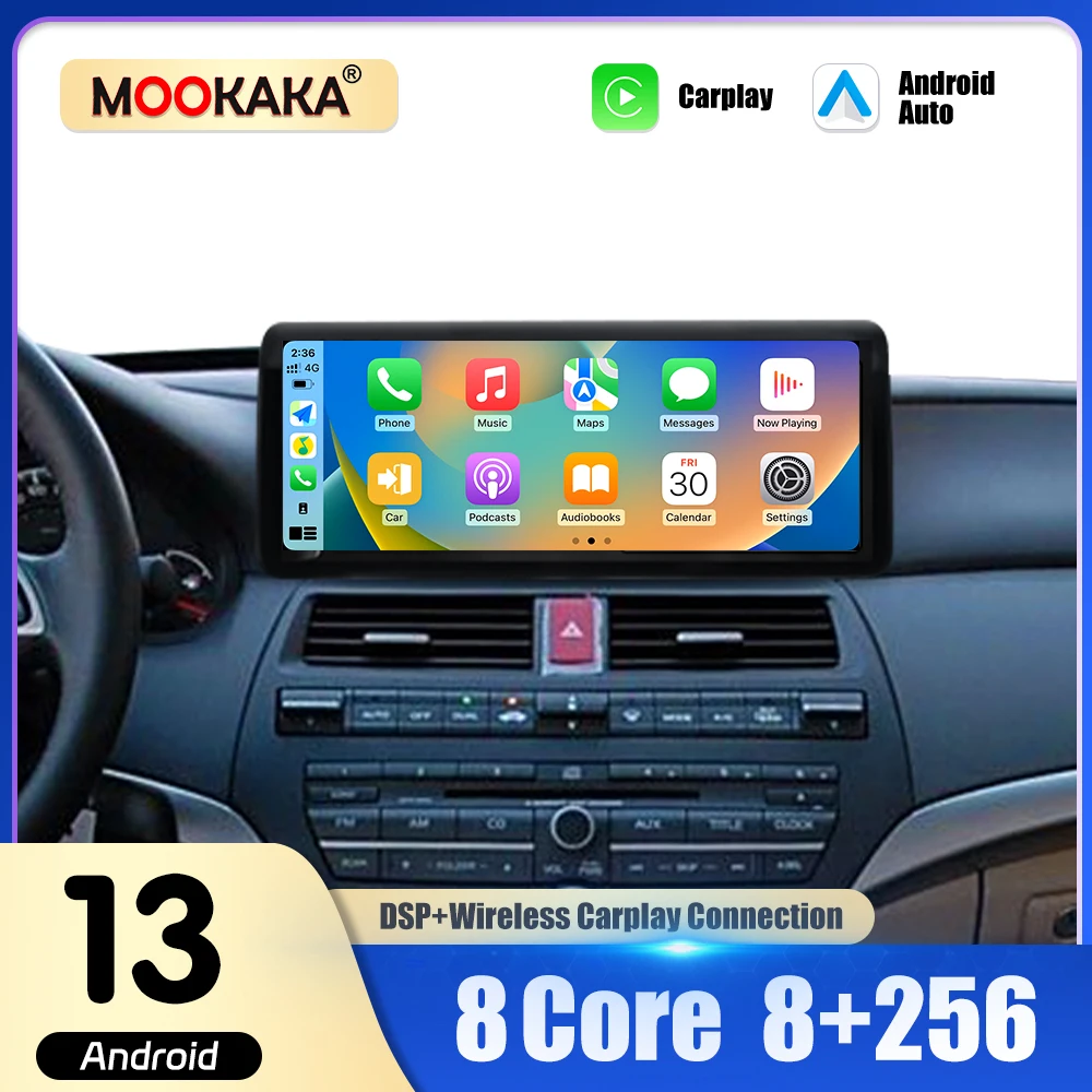 Car Radio For Honda 8th Generation Accord 2008- 2013 Auto Stereo Multimedia Player GPS Navigation Head Unit Dual Screen Carplay