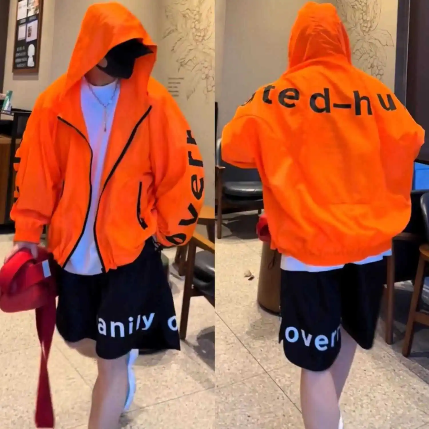 

Summer Thin Batwing Sleeve Loose Casual Outdoor Sun Protection Clothing Men's Hoodie Jacket Shorts Long Sleeve Set Youth Fashion