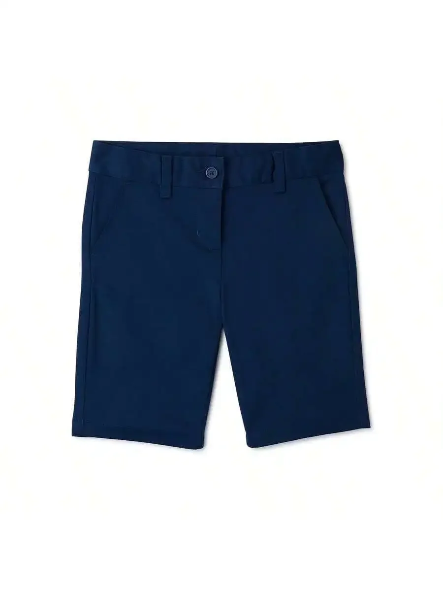 

Men Flat Front Stretch Twill Chino Shorts With Belt Loops