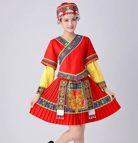 New Miao Dance Performance Clothing Practice Skirt Set for Women Yunnan Guizhou Minority Performance Clothing Short and Long Sty