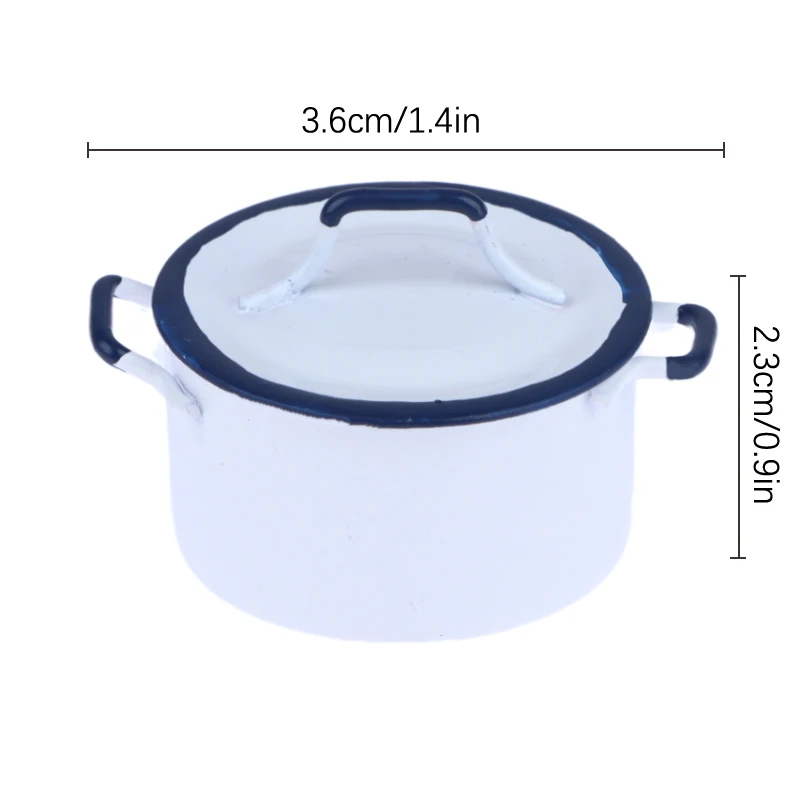 Chaudière Miniature pour maison de poupée 1:12, marmite à soupe avec couvercle, ustensiles de cuisine, modèle de décoration, jouet, accessoires pour maison de poupée