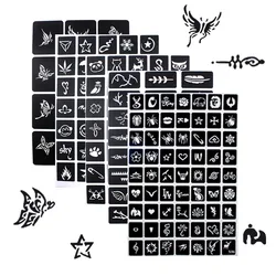 169Pcs/5 Sheets Small Airbrush Tattoo Stencils For Women Kids Painting Template Henna Glitter Tattoo Stencil For Wedding Party