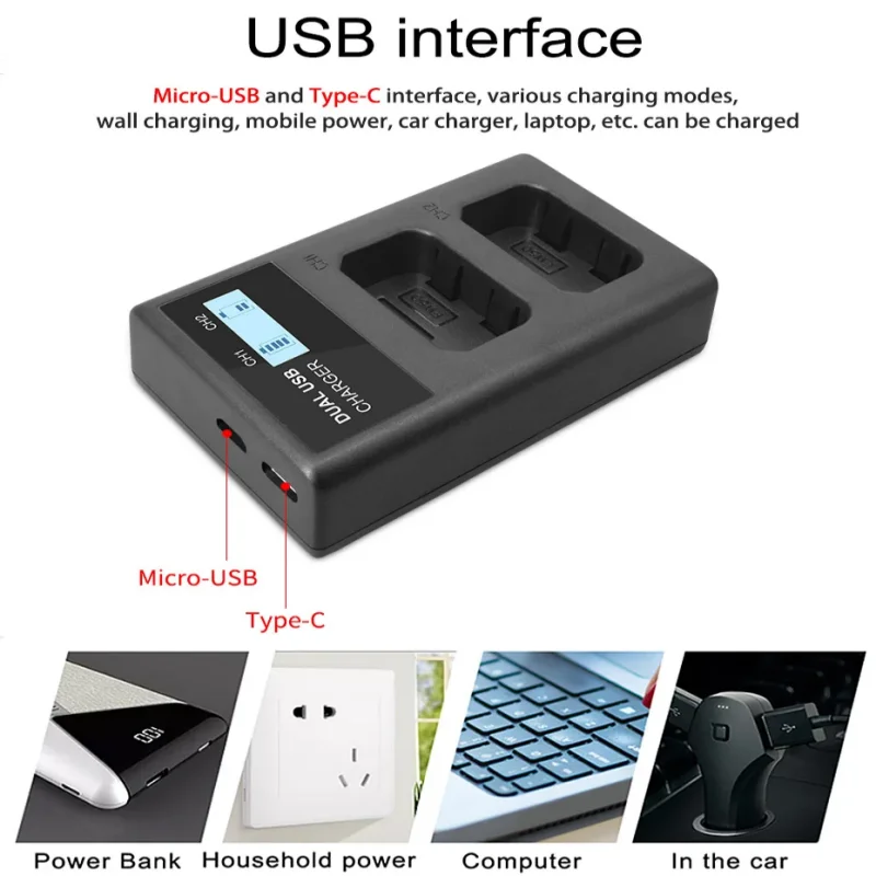 NP-FW50 LCD USB double chargeur NP FW50 chargeurs de batterie d'appareil photo pour Sony Alpha a6500 a6300 a7 7R a7R a7R II a7II NEX-3 NEX-3N NEX-5