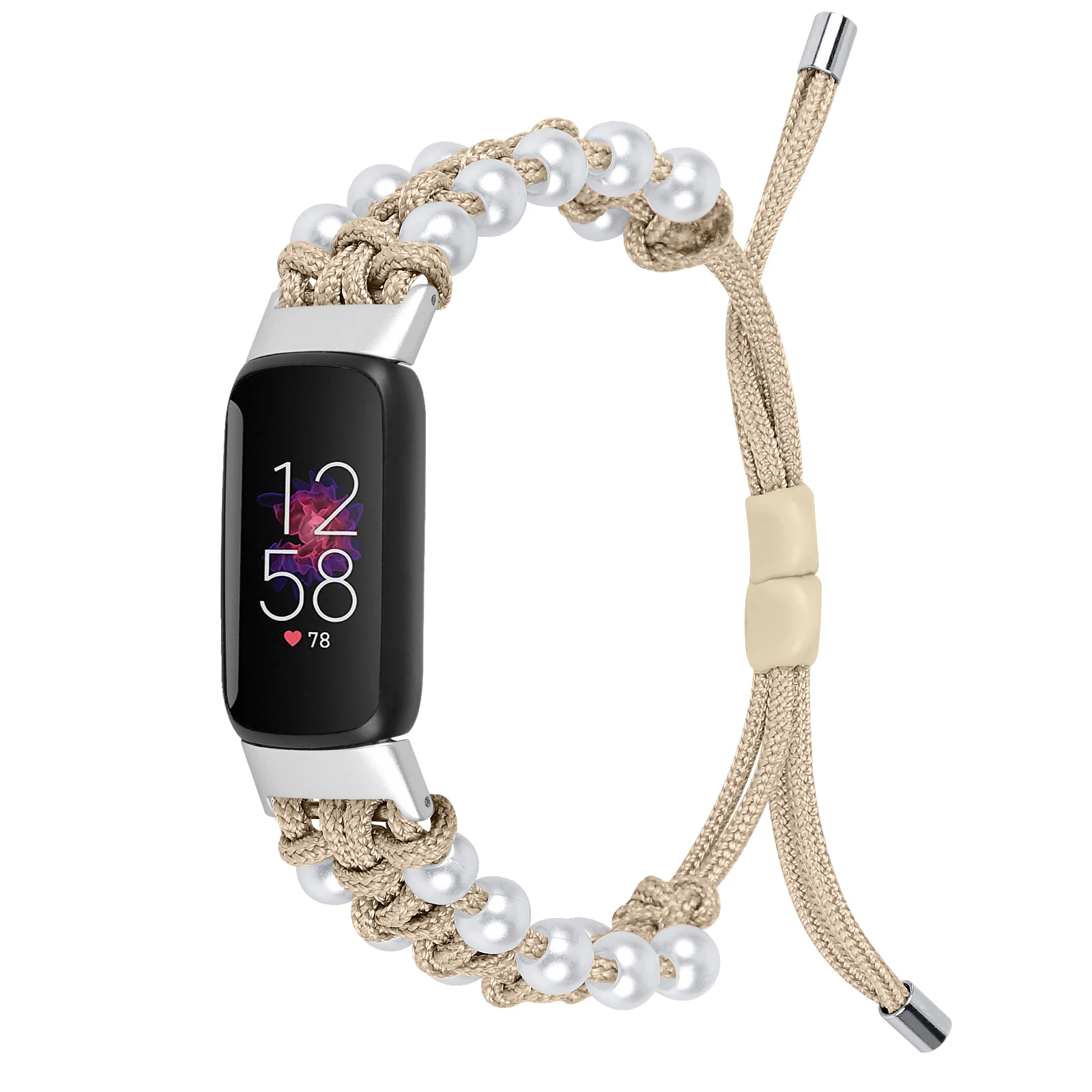 حزام مضفر من القماش لساعة Fitbit Luxe الذكية للنساء والفتيات حزام ساعة لؤلؤي لـ fitbit إلهام 3 سوار معصم بديل