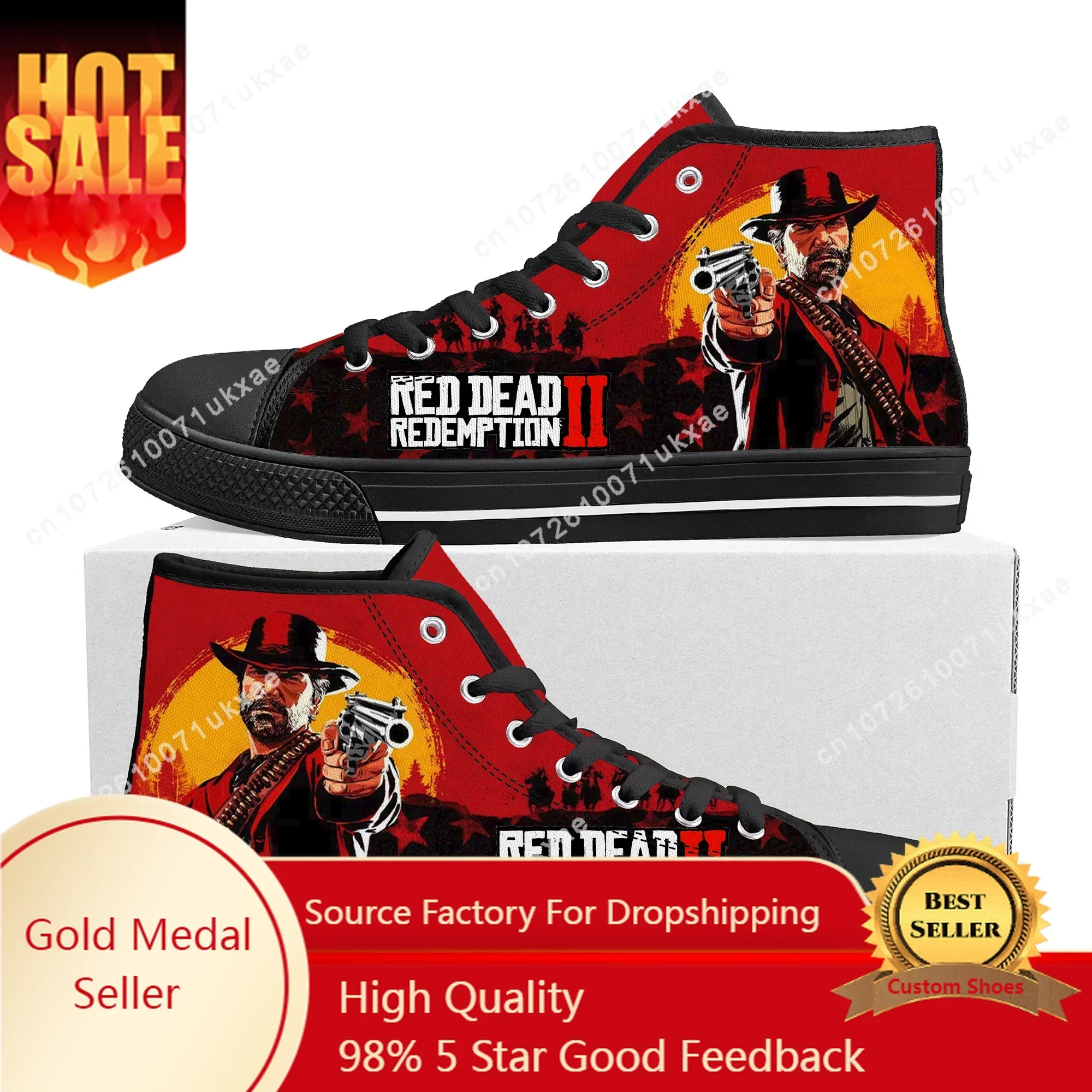 

Red Dead Redemption 2 High Top High Quality Sneakers Mens Womens Teenager Canvas Sneaker Casual Custom Made Shoes Customize Shoe