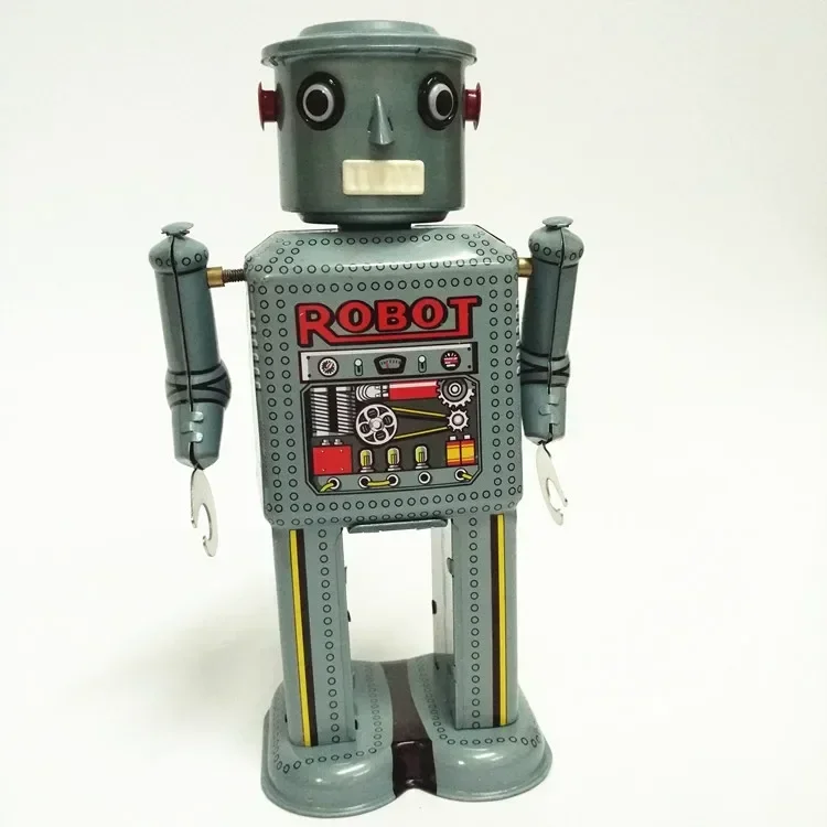 Mainan figur anak-anak, koleksi dewasa, Retro, mainan logam timah lengan bergerak, robot alien, mesin jam, hadiah anak-anak