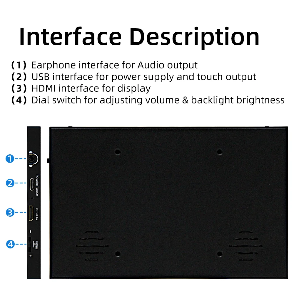 7 Zoll 1024 * 600 IPS LCD Mini HDMI Touchscreen für Raspberry Pi 5 Windows PC Display Spielkonsole mit Gehäusehalter