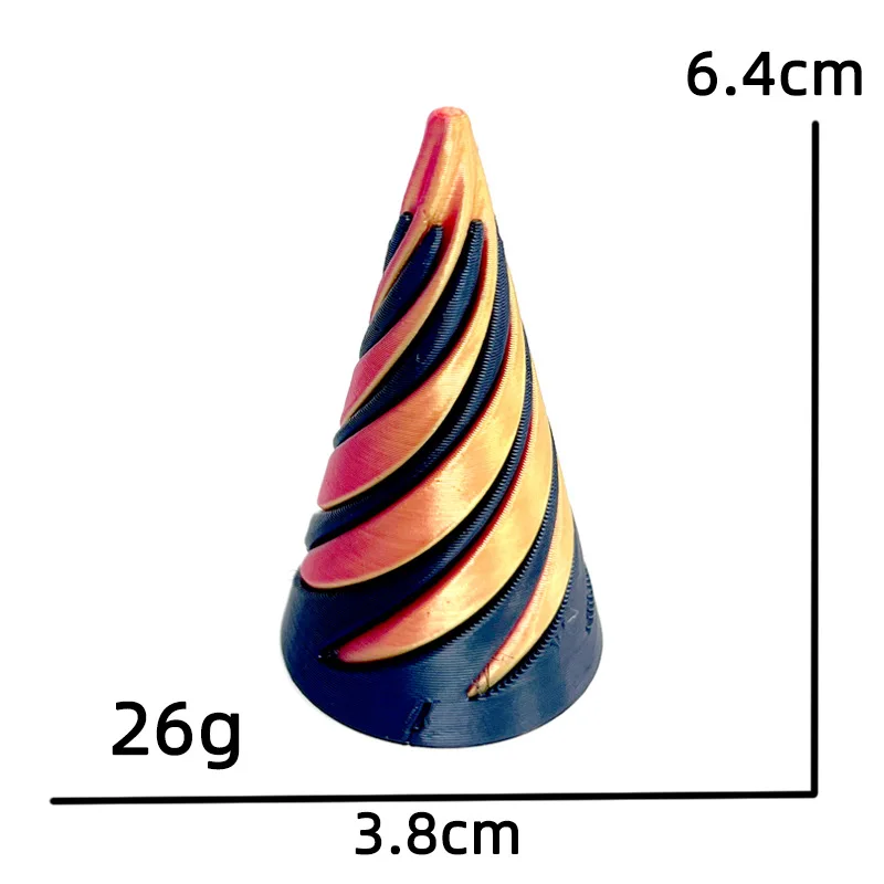 Juguete Fidget De Cono Espiral Impreso En 3D – Antiestrés Portátil De PLA, Ideal Para Aliviar Ansiedad En Adultos Y Niños