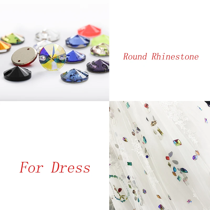 8mm,10mm, 12mm, 14mm, 16mm Round Sew on Stone Rhinestones For Dress and Shoe Embellishments Crystal Beads Christmas Decoration