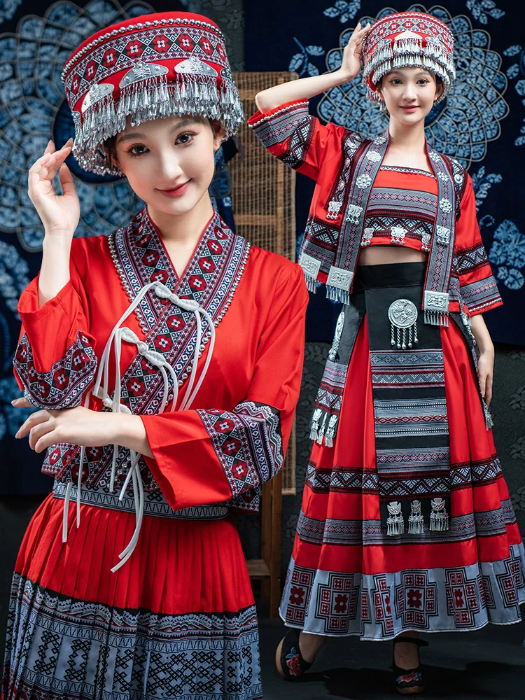 

Women's Ethnic Taihu Clothing Performance Costume Nationality Hani Style Fashionable Traditional Minority Wear Polyester