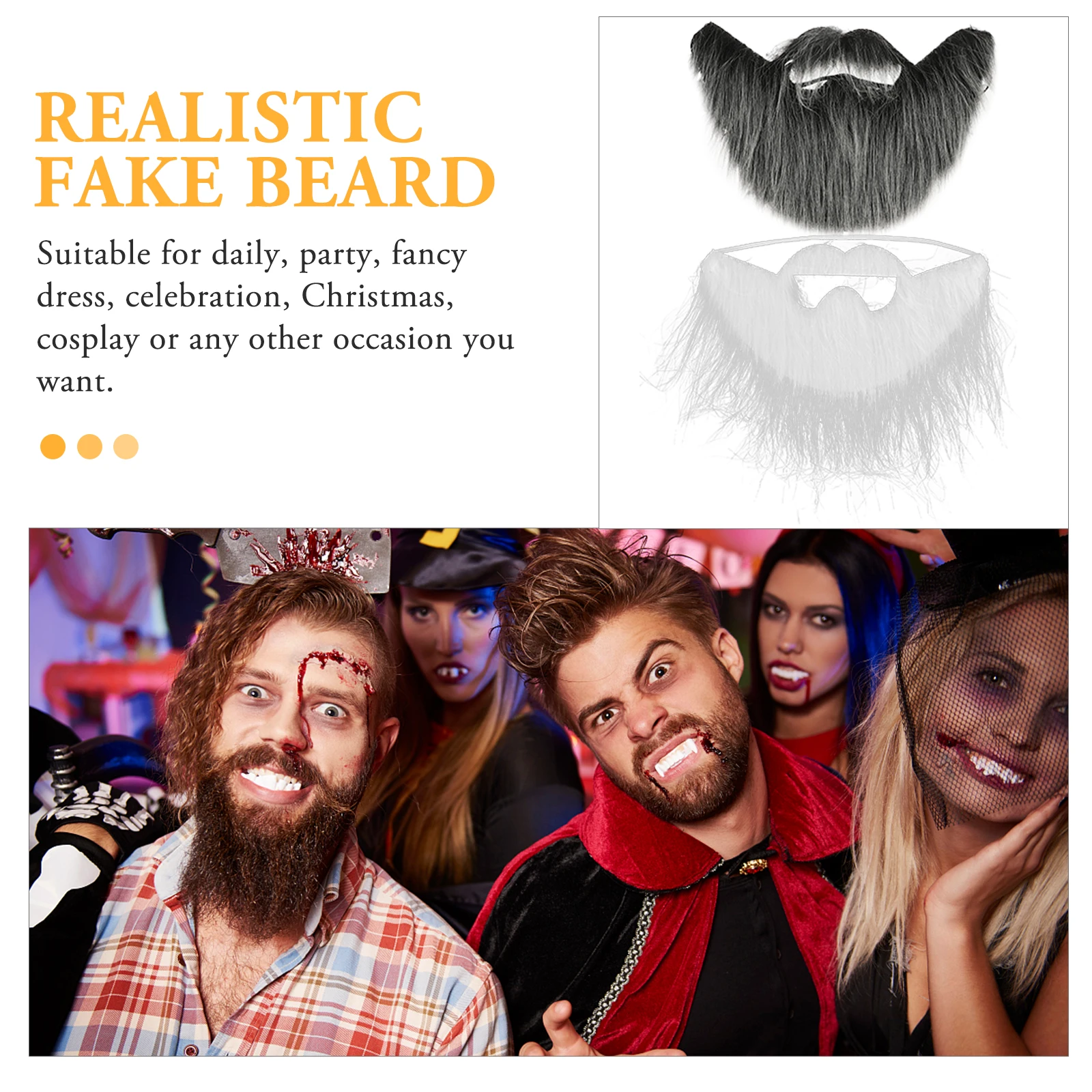 

2Pcs Realistic Fake Mustache Beard Set Cosplay Party Masquerade Halloween Performance Costume Accessories Realistic Fake Beard