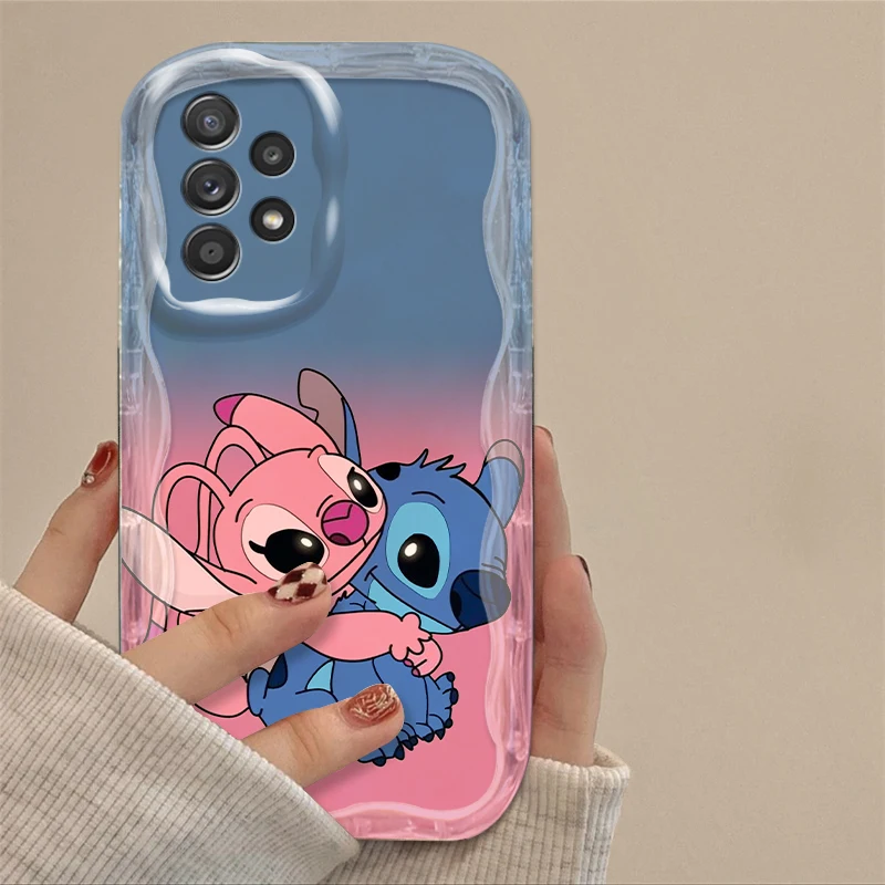 Disney Stitch Cute For Samsung A55 A54 A53 A52 A35 A34 A33 A32 A25 A24 A23 A22 A21S A15 5G Wave Oil Cover Phone Case