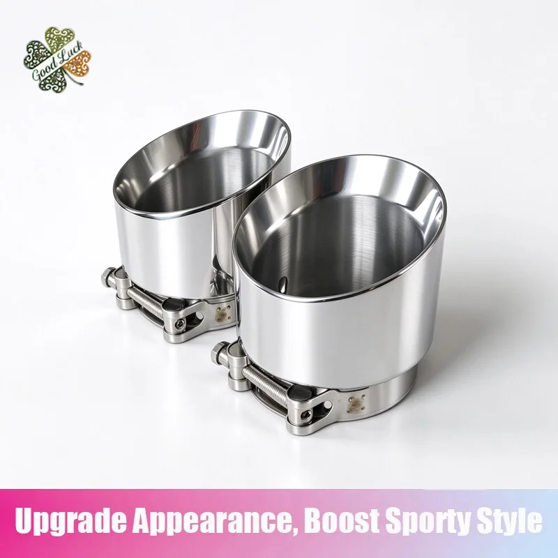 1Pcs Universal Exhaust Tip Car Modify Exhaust Pipe Nozzle Decoration Stainless Tail Pipes Muffler Car Accessories Silver