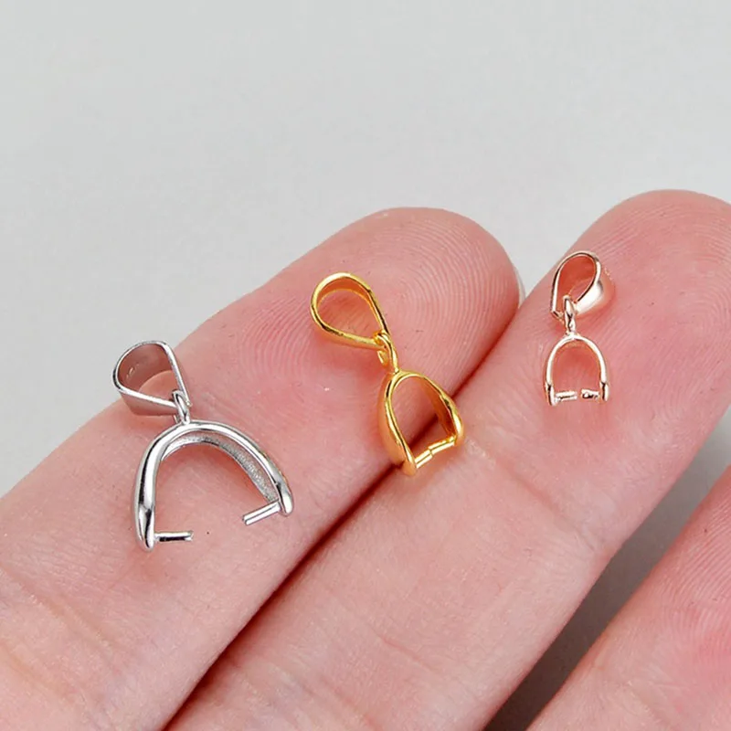 10pcs Silver Plated Pendants Clasps Hook Clips Bails Connectors Charm Beads Fittings For Necklace Base Making Jewelry DIY