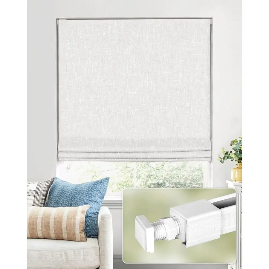 

Tools No Drill Cordless Roman Shades for Indoor Windows 100 Blackout, for Window Size 35 W 64 H White