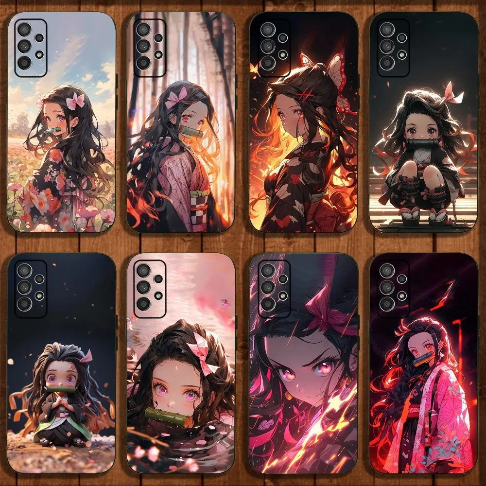 Anime D-Demon Slayer N-Nezuko Phone Case For Samsung Galaxy A13,A21s,A22,A31,A32,A52,A53,A71,A80,A91 Soft Black Cover