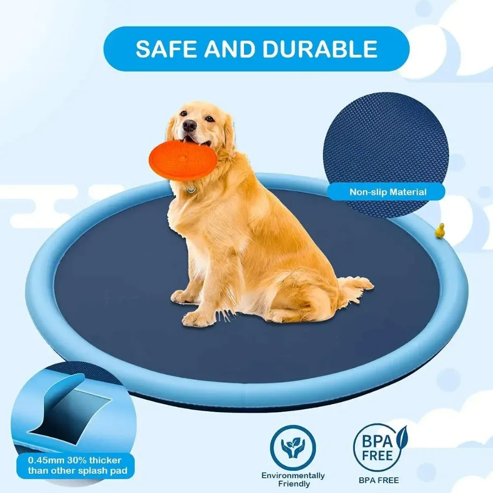 Dog Swimming Pool Pet Inflatable Spray Mat Dog Cooling Pad Outdoor Dog Interactive Fountain Toy Pet Sprinkler Pad