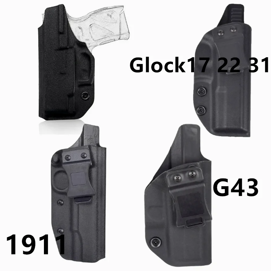 Colt 1911 Glock 17 19 43 Tactical Inside Waistband Concealed Carry Holster Custom Belt Clip Single Double Stack Magazine Pouch