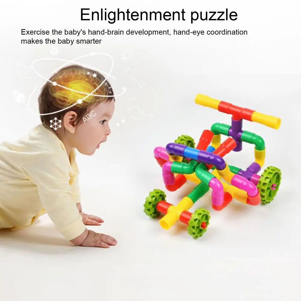 80/100/200 قطعة الاطفال الأنابيب بناء الالعاب العملاقة المهارات الحركية الدقيقة الملونة أنبوب كتلة لعبة البناء لتقوم بها بنفسك كتلة التجميع لعبة