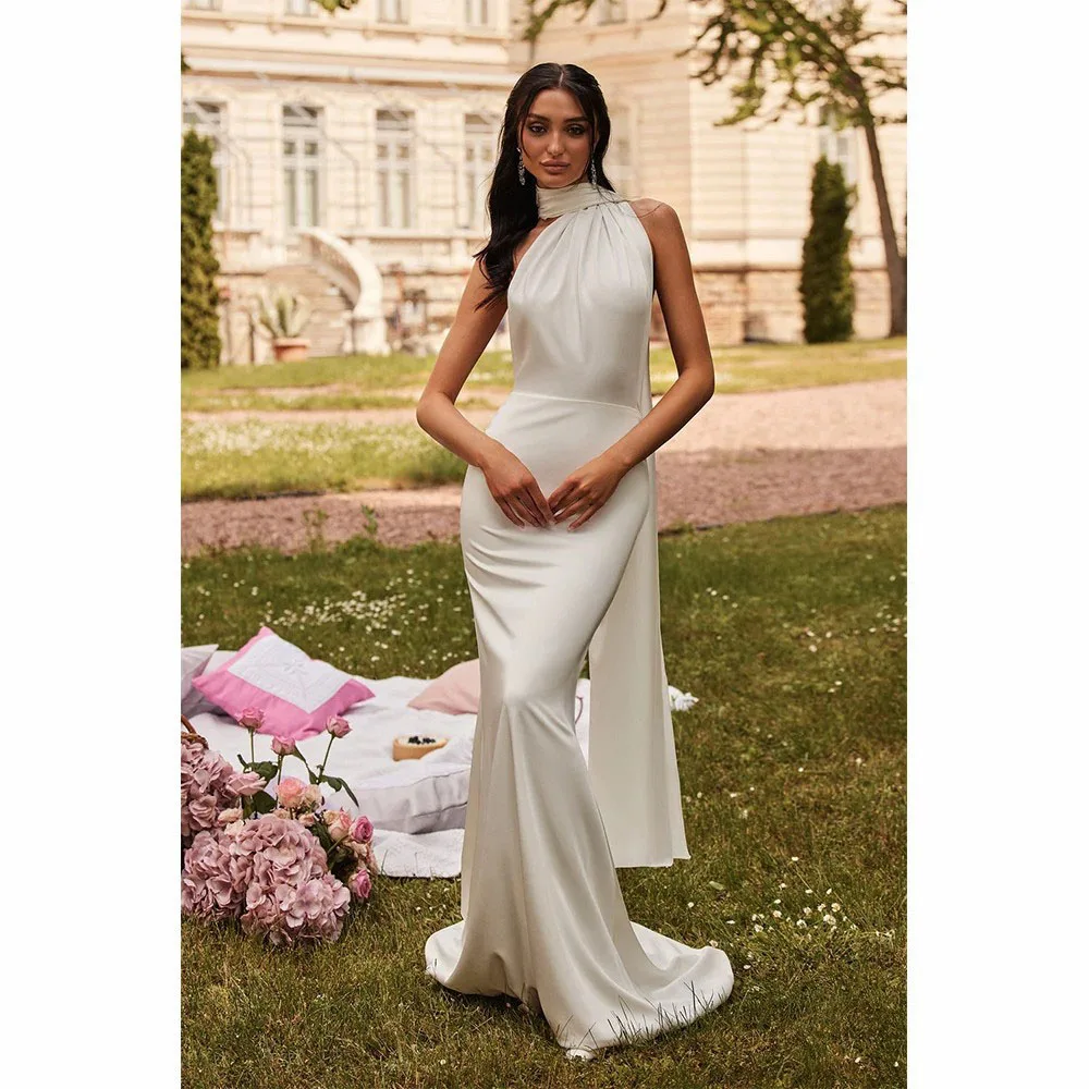 Elegante Brautkleider 2024 Meerjungfrau einfache ärmellose Braut party kleider mit verträumten Bräuten kleidern vestidos de fiesta