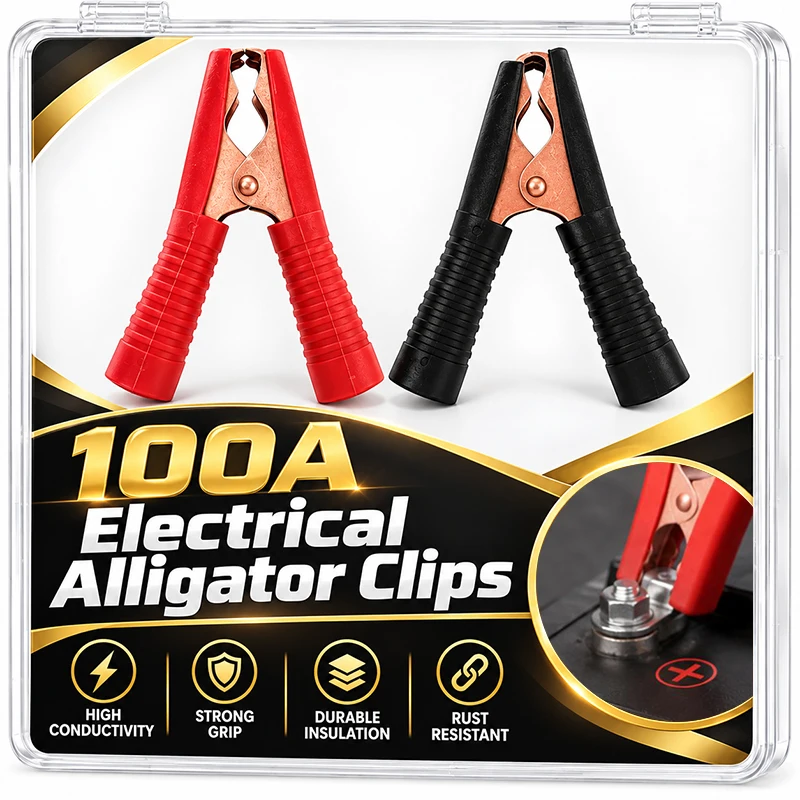 100A Full Insulated Alligator Crocodile Clips Battery Terminal Clamps for Car Jump Starter Auto Battery Test Connection Tools