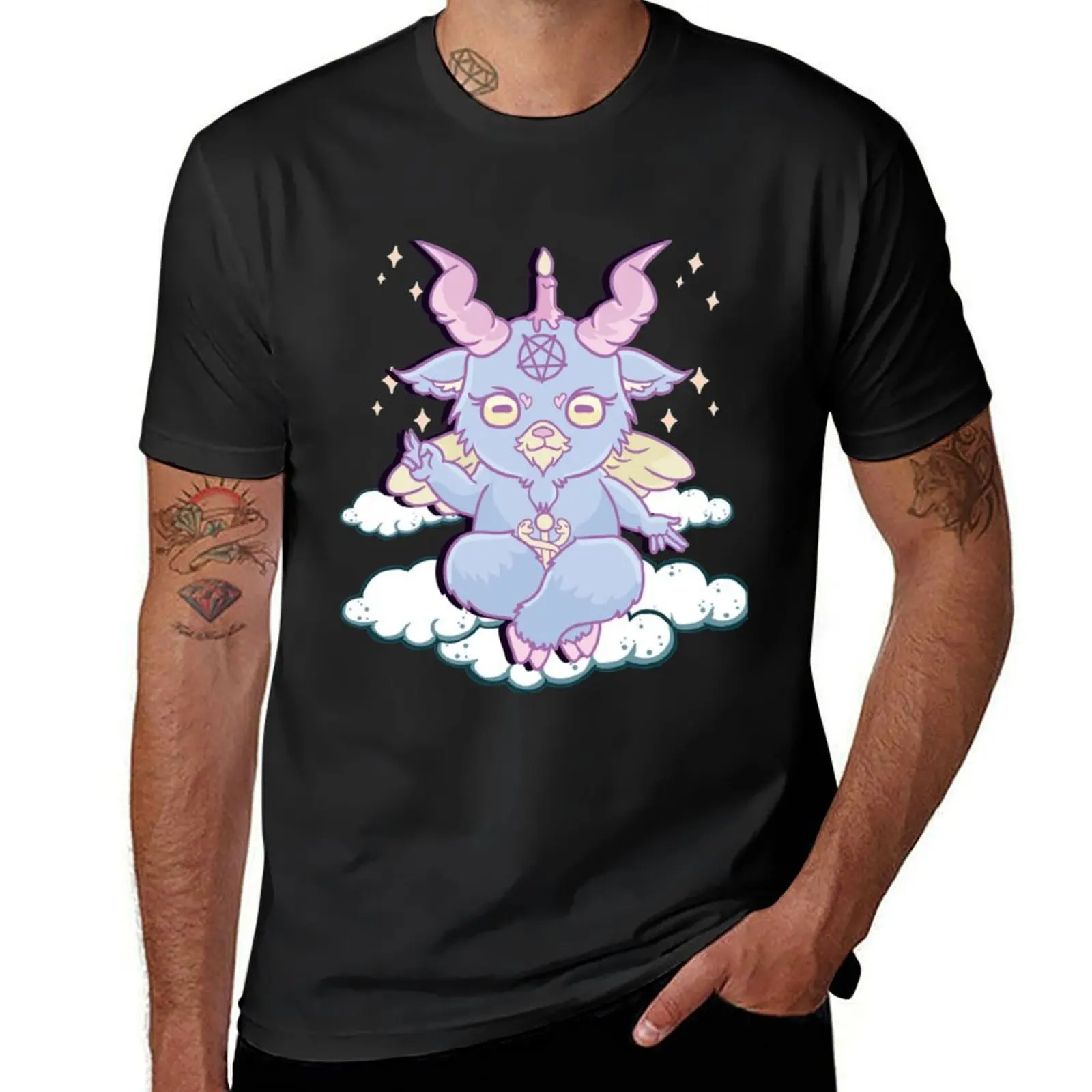 Cute Anime Kawaii Baphomet Pastel Goth Emo Pun T-Shirt kawaii clothes for a boy Short sleeve tee men