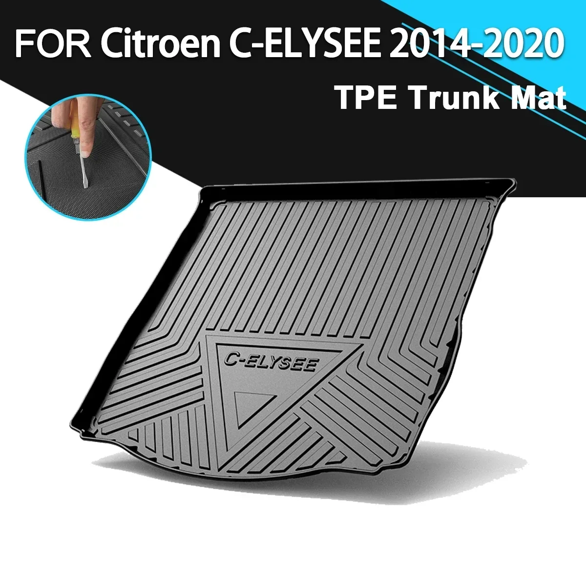 

Car Rear Trunk Cover Mat Rubber TPE Waterproof Non-Slip Cargo Liner Accessories For Citroen C-Elysee 2014-2020