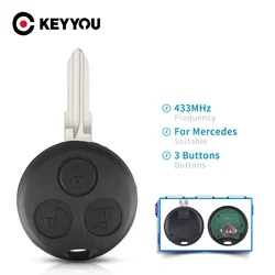 KEYYOU Fob per Mercedes Benz Smart Fortwo 450 Forfour Roadster City coupé 3 pulsanti 433Mhz chiave remota automatica