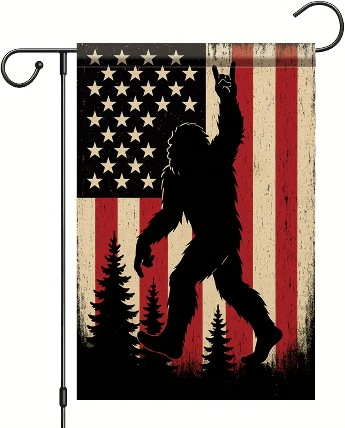 Garden Flag American Flag Sasquatch Yard Banner 12x18 Inch Double-Sided Patriotic Rustic Outdoor Decor for Fourth of July Me yyi